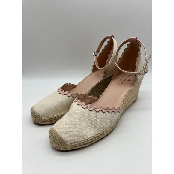 Kate Spade Thea Espadrilles Wedge Sandal Women's Ivory Canvas Size 10B - Picture 11 of 11